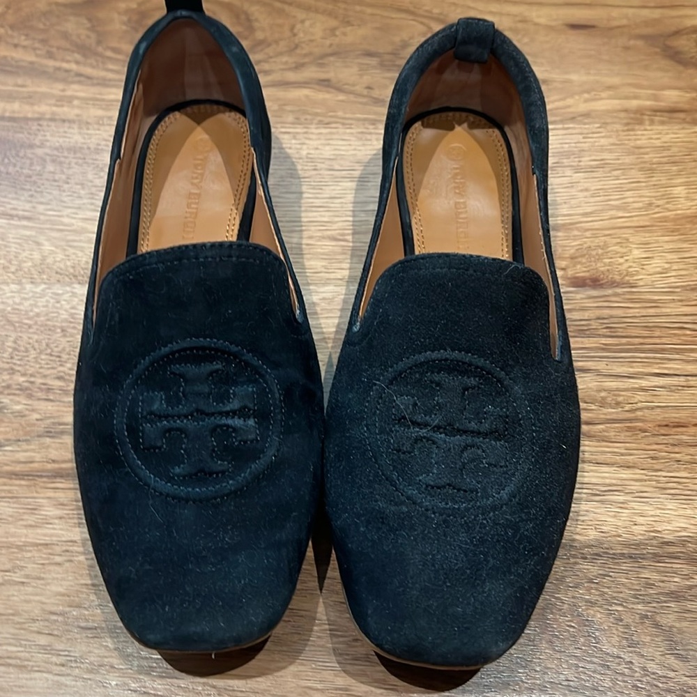 Tory Burch Black Suede loafers size 9